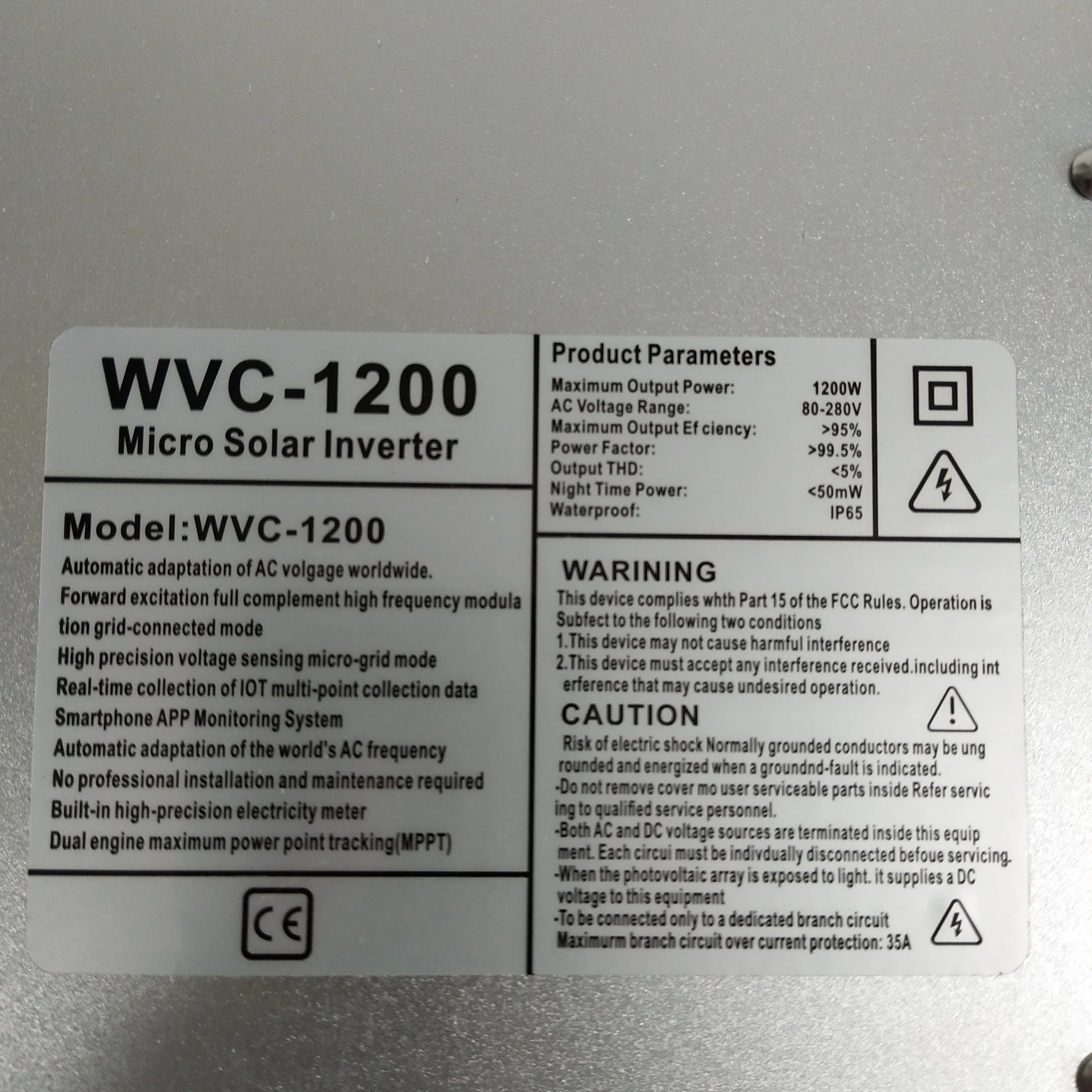 1200 Вт Водонепроницаемый IP65 MPPT солнечный микро сетчатый инвертор микроинвертор