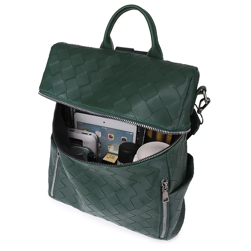

New Women Backpack Multifunction Bag Designer High Quality Leather Woven pattern Women Crossbody Bag School Bag Travel Backpacks