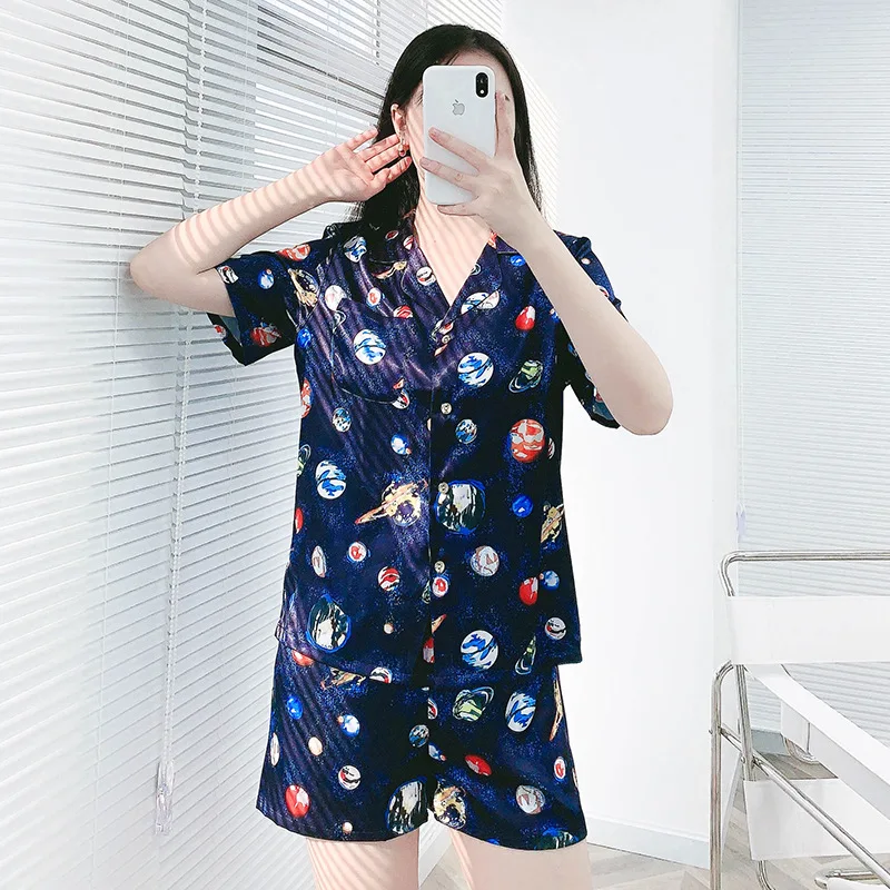

ChunShang Pajamas Women Summer Thin Short-Sleeved Shorts Suit Korean Version Of The Planet Series Casual Home Wear