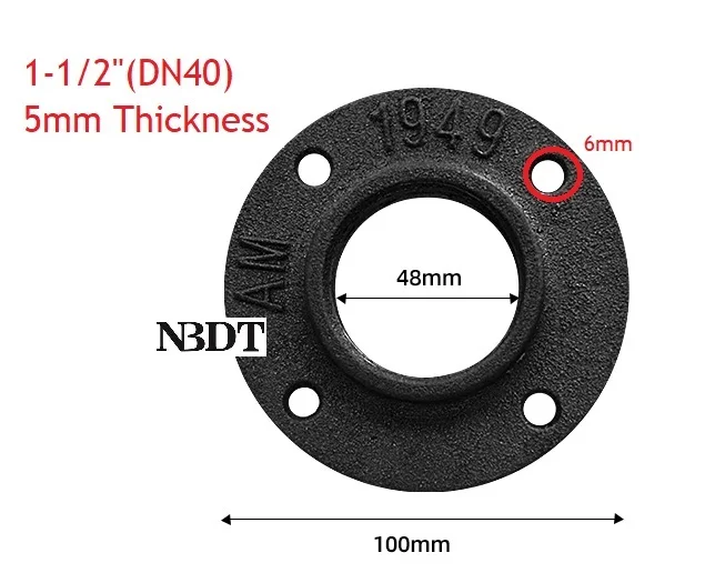 1.5 Inch 2 шт./лот незавершенный ковкий чугун Фланец резьба для стандарта 1/" 3/4" " 1,25" 1," трубный магазин домашний Ретро Декор - Цвет: 1.5 Inch