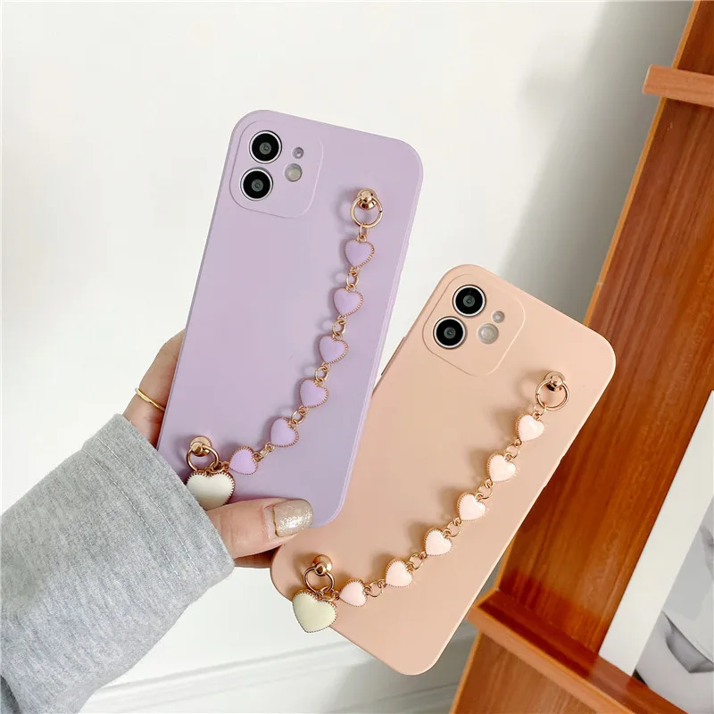 

INS Luxury purple liquid silicone love phone case for iPhone 12 11 Pro Max x XR XS 7 8 plus se20 12mini soft TPU protective case
