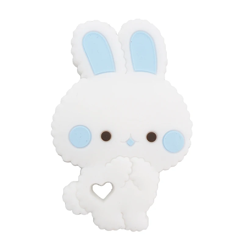 Blue Chenkai 10 шт. BPA бесплатно силиконовые Грызунок «кролик» милые животные Catrtoon кролик Прорезыватели Для DIY кормящих сосок клип пустышки цепи - Цвет: Blue