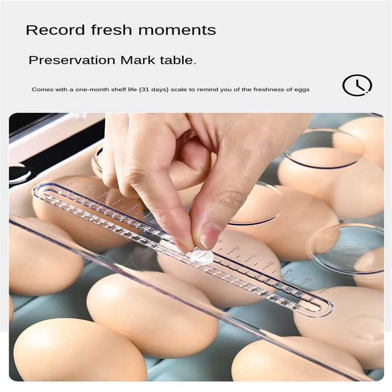 

New Automatic Rolling Egg Box Kitchen Refrigerator Egg Storage Household Transparent Drawer Egg Tray Space Saver Organizer100500