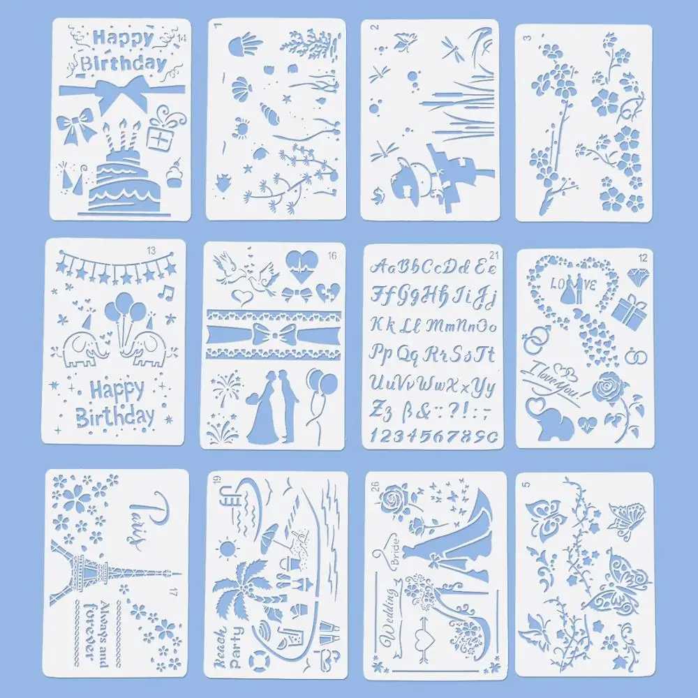 12 шт. разные стили пластиковые полые бабочки Цветочный Рисунок трафареты шаблоны