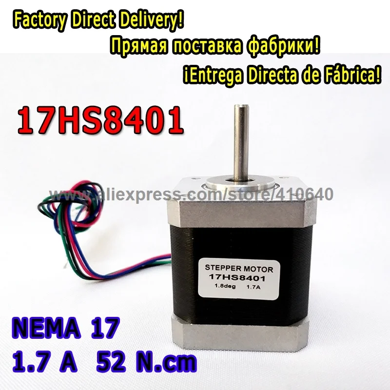 

1 Piece FACTORY DELIVERY Nema17 Stepper Motor 17HS8401 L48 mm1.8deg 1.7 A 52N.cm 4 Wire Step Motor for 3D printer or 3D Robot