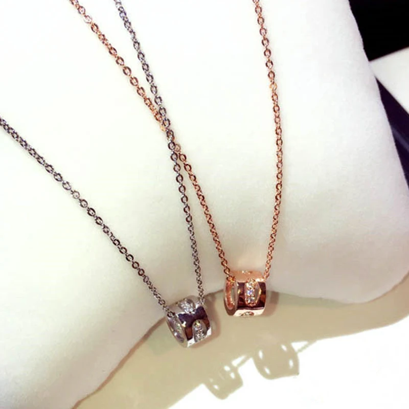 

New Fashion 14K Rose Gold Round Crystal Chain Pendant Necklace for Women Temperament High Quality AAA Zircon Jewelry Ins Hot