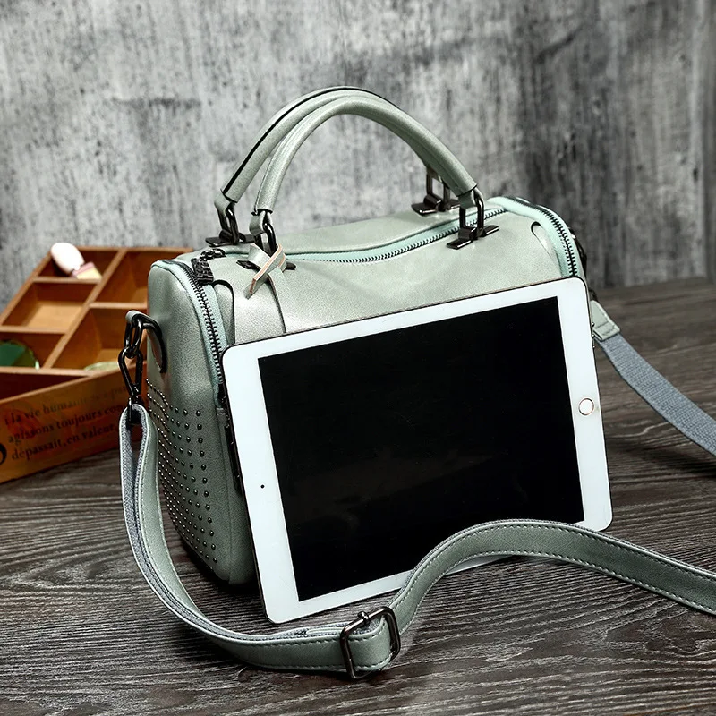 2019 женские винтажные сумки Boston Rivet натуральная кожа роскошные мессенджеры