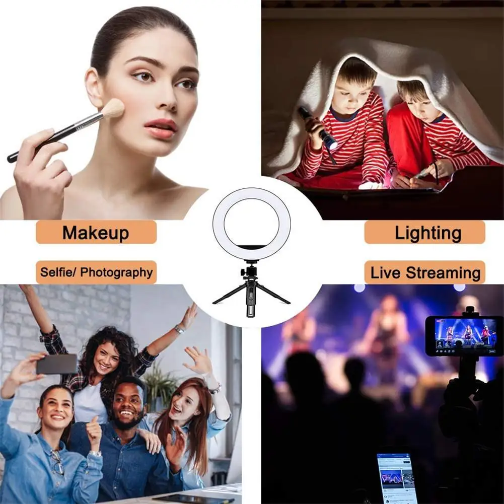 

6 Inch Led Light Ring For Selfie Lamp Ring Light Tripod With Lamp Photography Lights For Youtube Holder Camera Phone Clip Studio