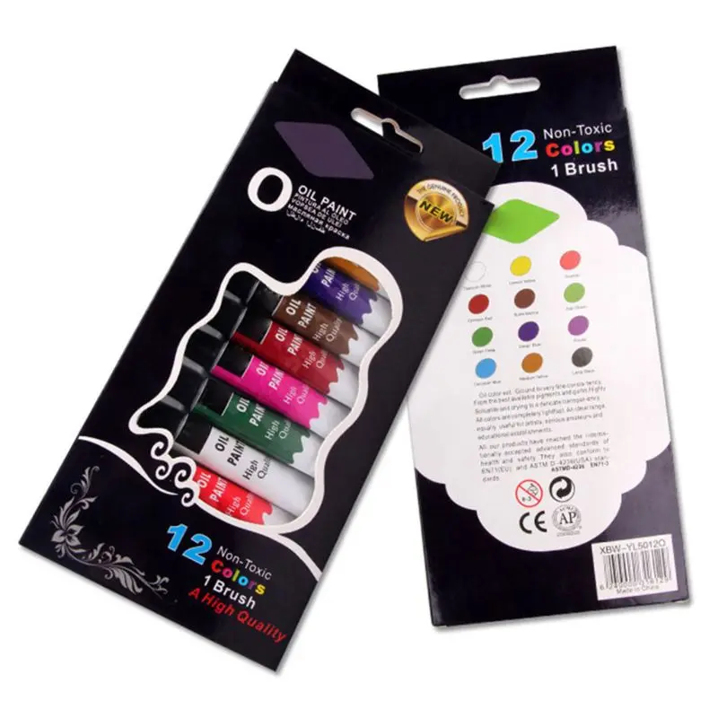 

12 Colors Oil Painting Paint Drawing Pigment 12ml Tubes with Brush Art Supplies