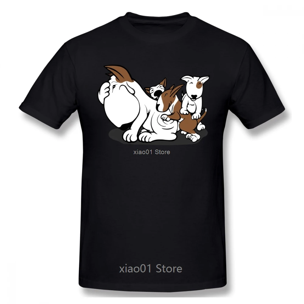 

Bull Terrier Puppies Dog Men T Shirt Hipster Streetwear 4XL 5XL 6XL Cotton Short Sleeve Men's Clothes