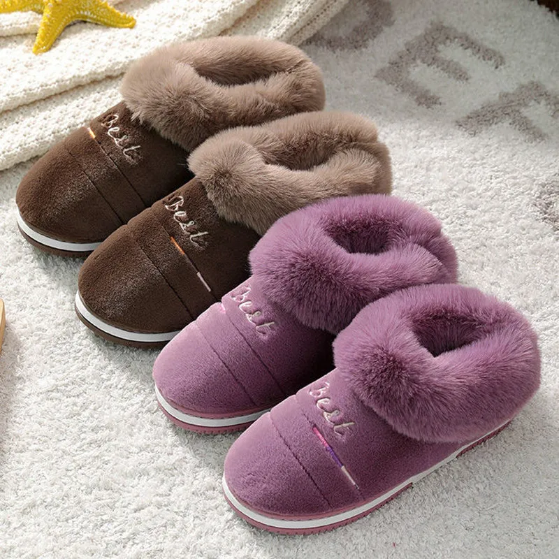Зимние 2021 теплые мягкие женские хлопковые тапочки для влюбленных модные