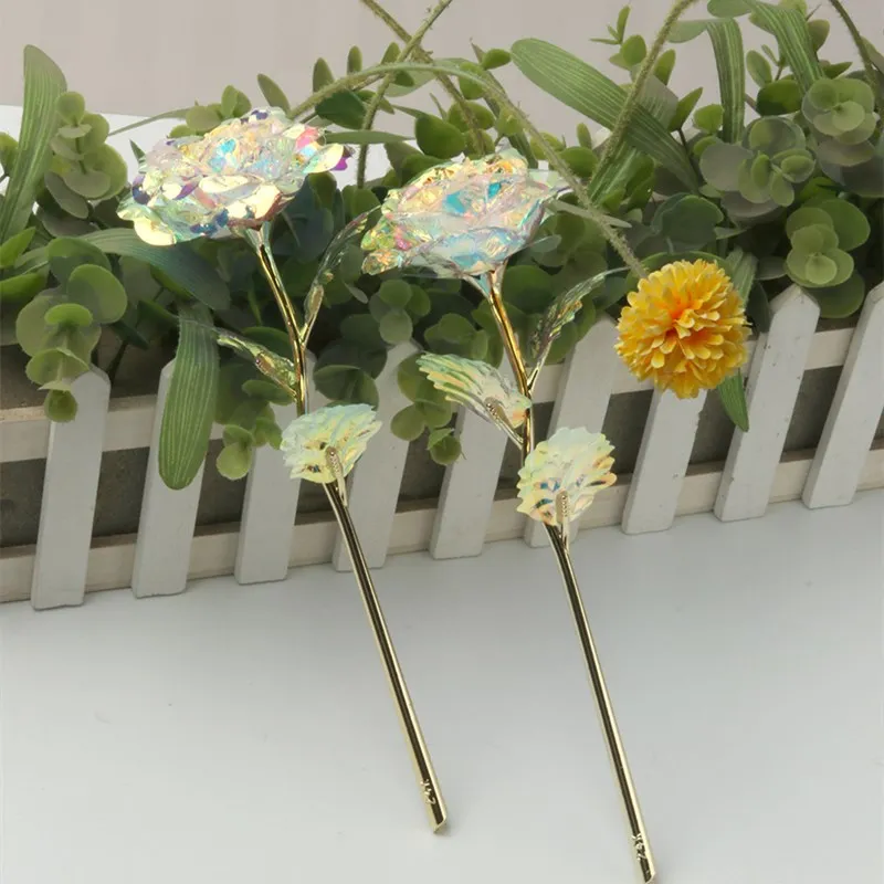 

Drop Shipping Valentine's Day Creative Gift 24K Foil Plated Rose Gold Rose Lasts Forever Love Wedding Decor Lover Lighting Rose