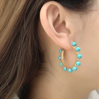 komi acrylic beads natural stone pearls inlaid with ear hoop earrings temperament delicate alloy ear earrings huggies %d1%81%d0%b5%d1%80%d1%8c%d0%b3%d0%b8