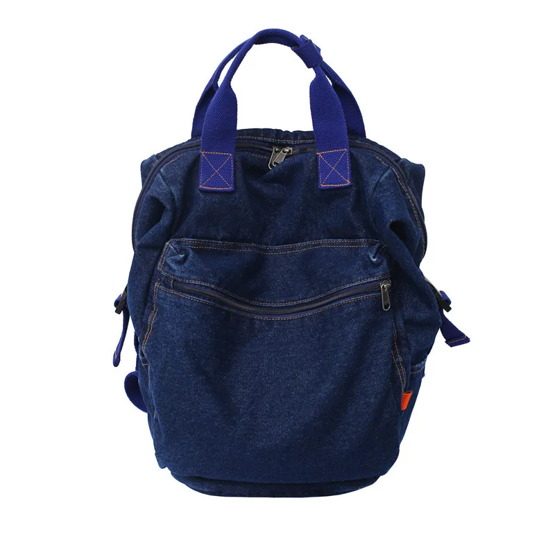 

New INS Style Backpacks Washed Denim Backpack Street Tide Large Capacity Portable Travel Backpack College Student Schoolbag