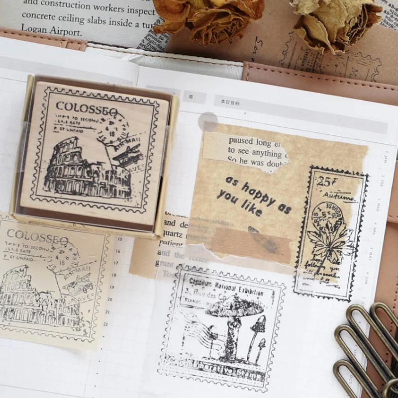 Винтажные европейские почтовые марки DIY Деревянные и резиновые штампы для