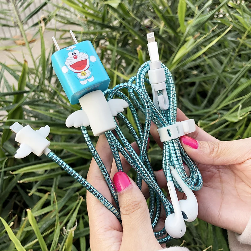 5 Кия мультфильм защита для usb-кабеля комплект со спиральным кабелем Стикеры для намотки протектор для наушников Шнур для iphone xs/xsmax/xr/8/8 plus - Цвет: 5