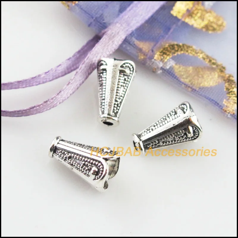 Модные 35 шт. Тибетский серебристый цвет конус Рог Spacer Бусины в форме разъемы 8x12mm |