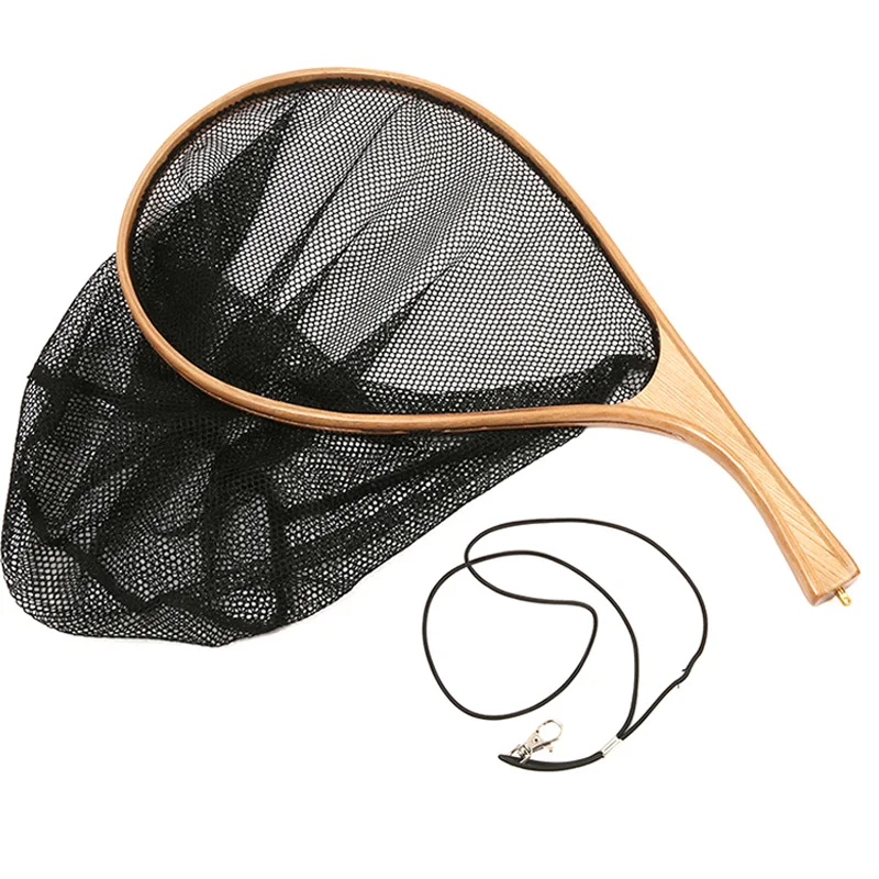 

Fly Fishing Landing Net Mesh Trout Catch Wooden Frame Handle Portable Accessories CMG786