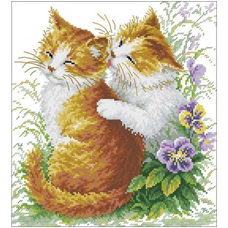 

Two intimate kittens patterns Counted Cross Stitch 11CT 14CT 18CT DIY Cross Stitch Kits Embroidery Needlework Sets home decor