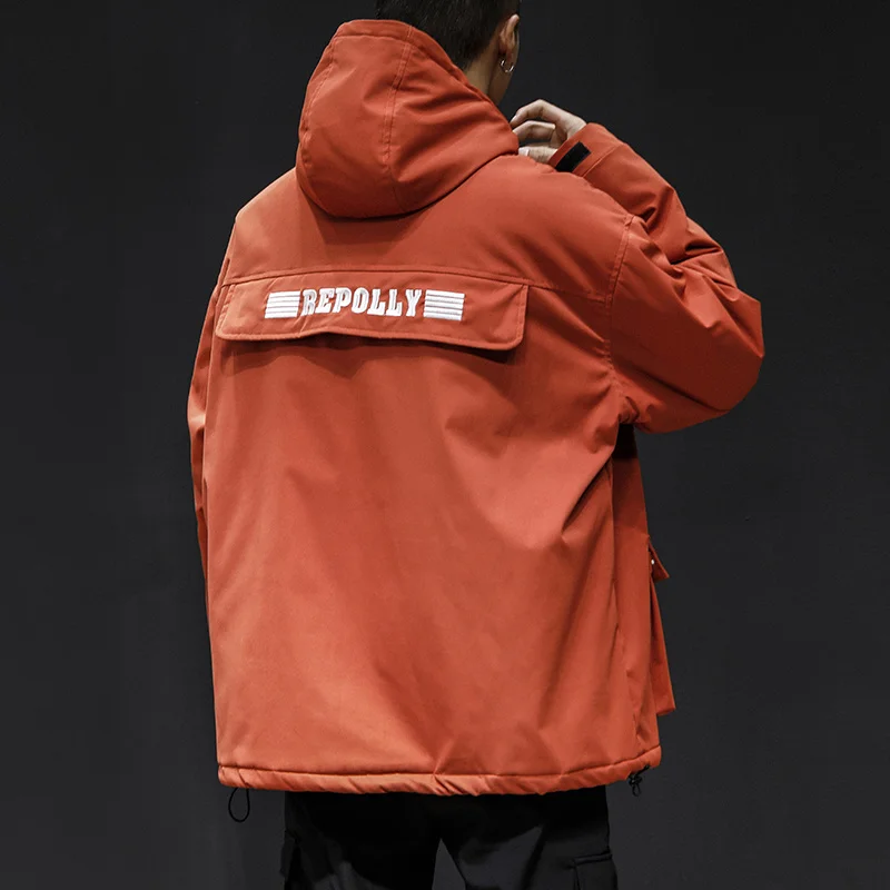 Liketkit мужские куртки с капюшоном зима 2019 одноцветные карманами черные толстые