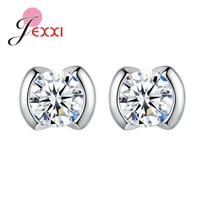 romantic minimalism clear cz lady stud earrings for women 925 sterling silver tiny earrings for girl gifts original design