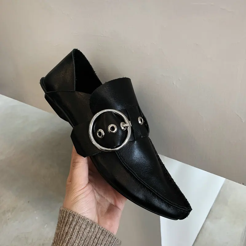 Обувь на плоской подошве из 100% коровьей кожи Женская обувь в стиле панк Сезон