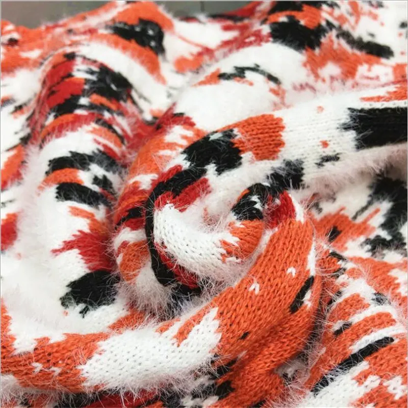 2019 осенний и зимний круглый воротник контрастного цвета Леопард свободные