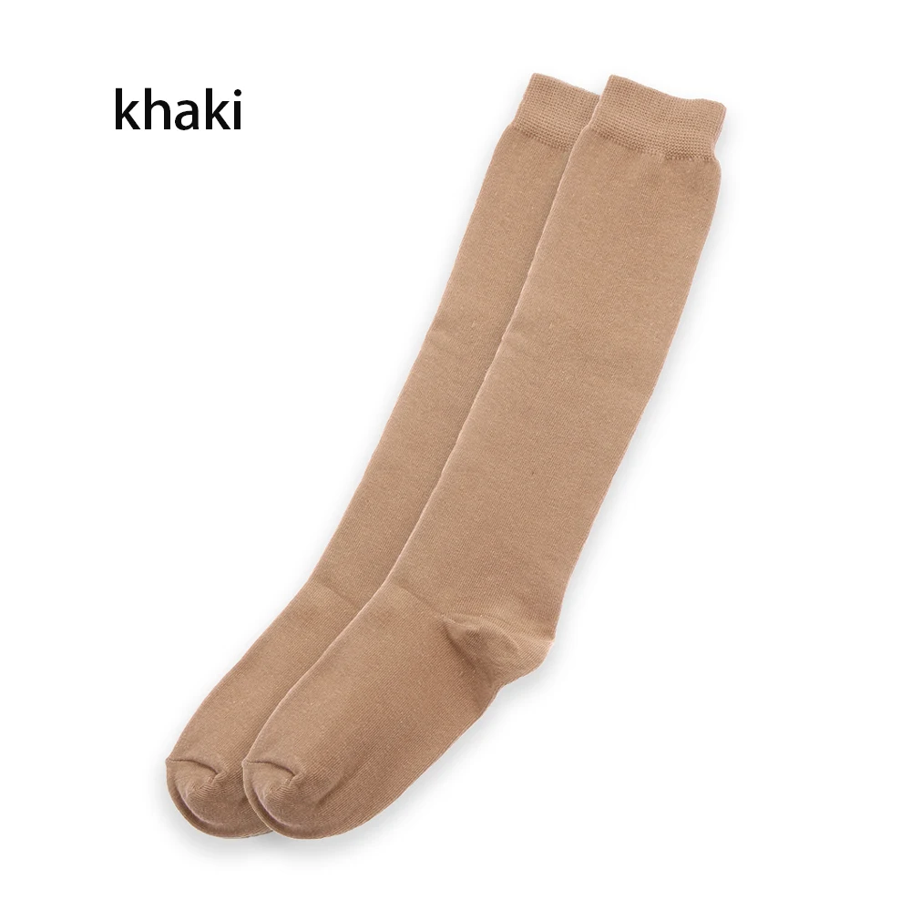 khaki 1 пара новых носков модные чулки повседневные Хлопковые гольфы выше колена акриловые высокие носки женские зимние гольфы для девочек - Цвет: khaki