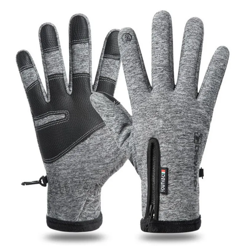 

Winter Outdoor Thermal Sports Unisex Windproof Warm Gloves Cycling Touch Screen Zipper Ski Full Finger Glove