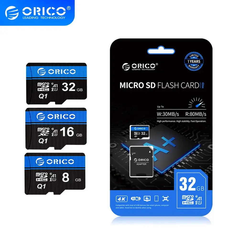 Карта памяти ORICO Micro SD 8 ГБ 16 32 80 МБ/с./с Мини TF автомобильная карта класс 10 флеш для