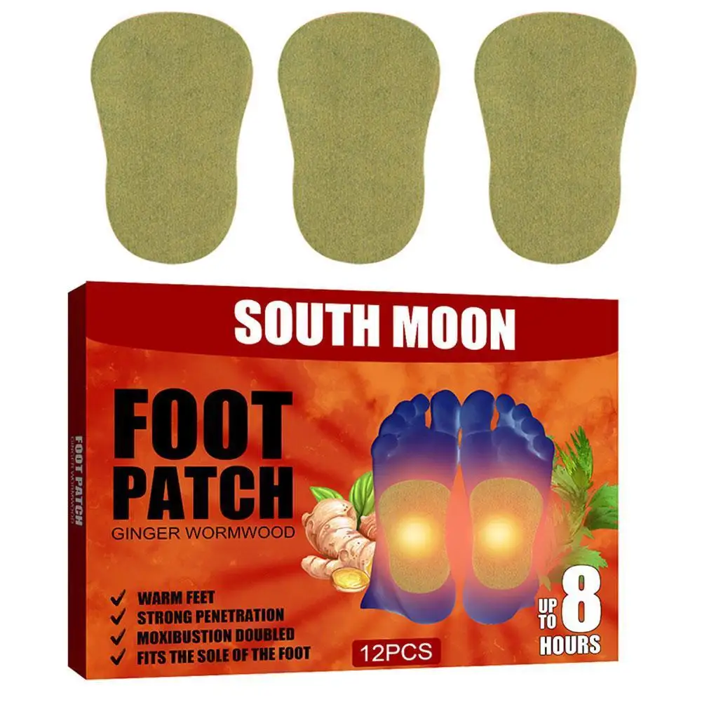 

12pcs Foot Patches Chinese Wormwood Ginger Heating Warm Foot Patch Promote Sleep Detox Foot Sticker Foot Care Plaster Patch