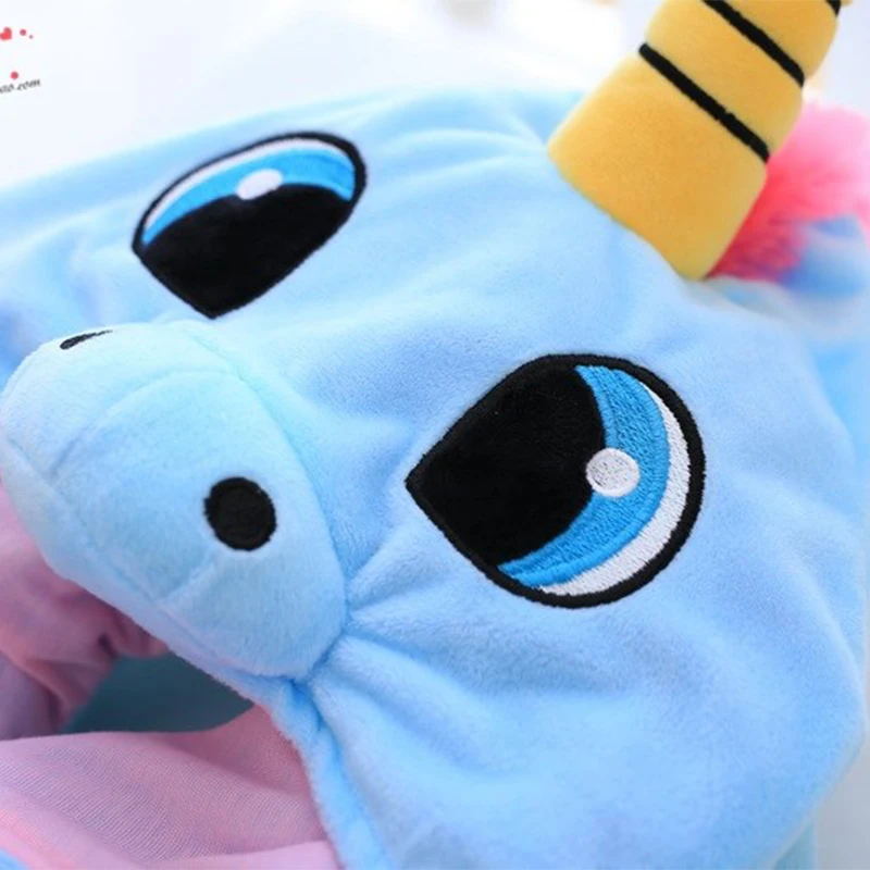 Дорожная U образная подушка с капюшоном милый мультяшный рисунок единорога