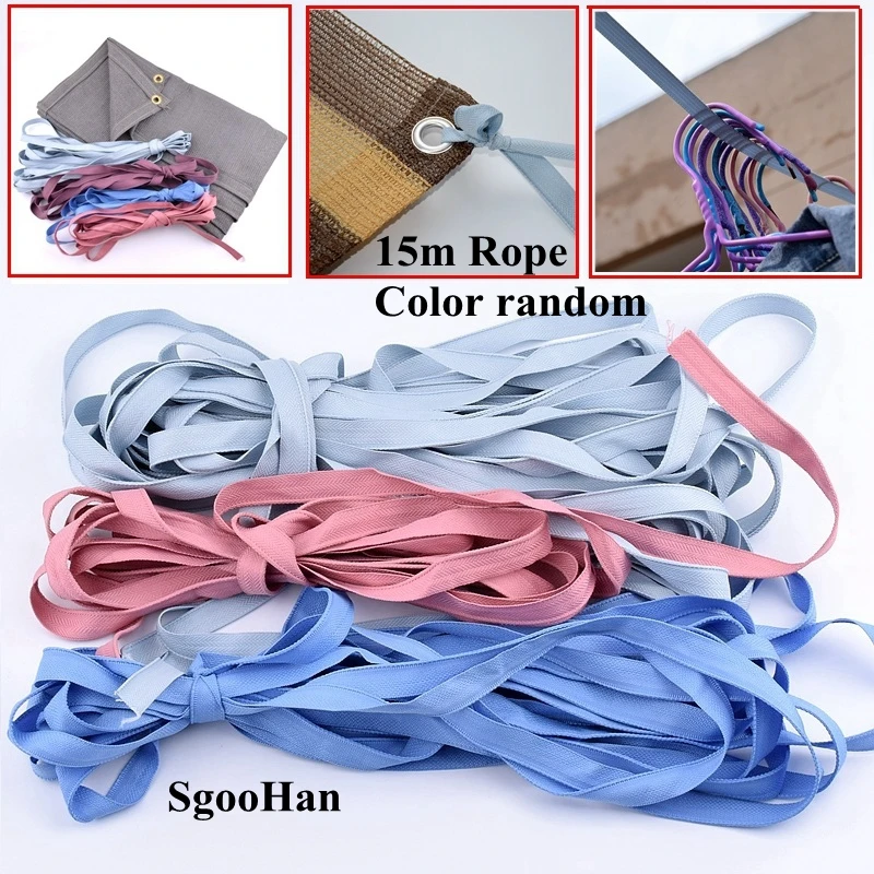 

15m Nylon Home Clothesline Maza Stools Rope Sun Shading Net fixing Greenhouse Film Flat Strip Fruit Tree Branch Pulling Rope