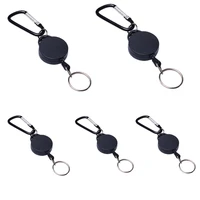 5pcs mini black anti lost retractable pull badge reel id lanyard name card badge holder reels recoil belt key ring chain clips