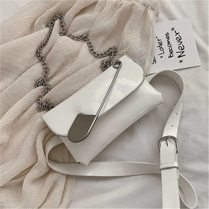 Лакированные кожаные сумки через плечо для женщин 2020 маленькая сумка с цепочкой