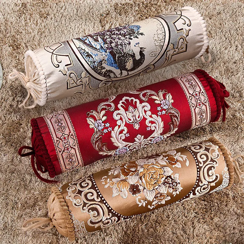 

classical luxury cylindrical pillowcase sofa jacquard candy shaped cushion cover backrest home chair decor waist pillow