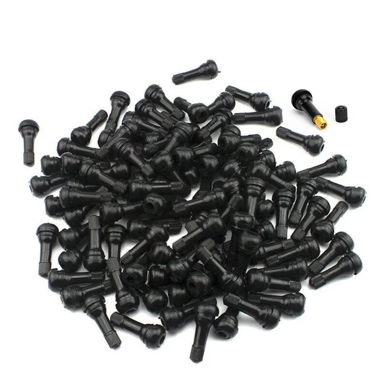 

10/20/50/100PCS TR413 Snap-In Black Rubber Tire Valve Stems Short Rod Car Accessory