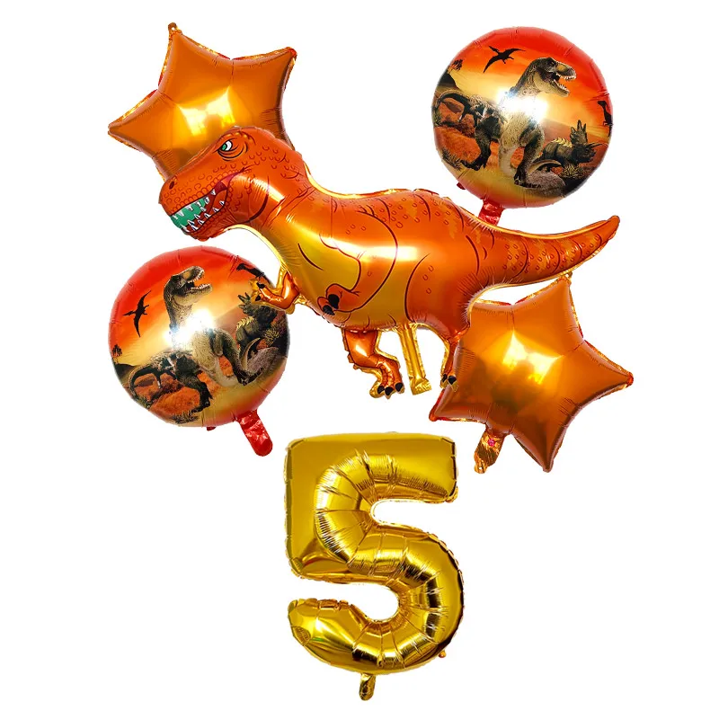 6 шт./компл. большой динозавр фольги Воздушные шары Зеленый Красный номер День