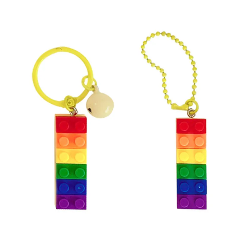 

Kawaii Lovely Rainbow Building Blocks Disco Key Chain Lovers Confidante Ornament Car Pendant Christmas Gift Fashion Jewelry