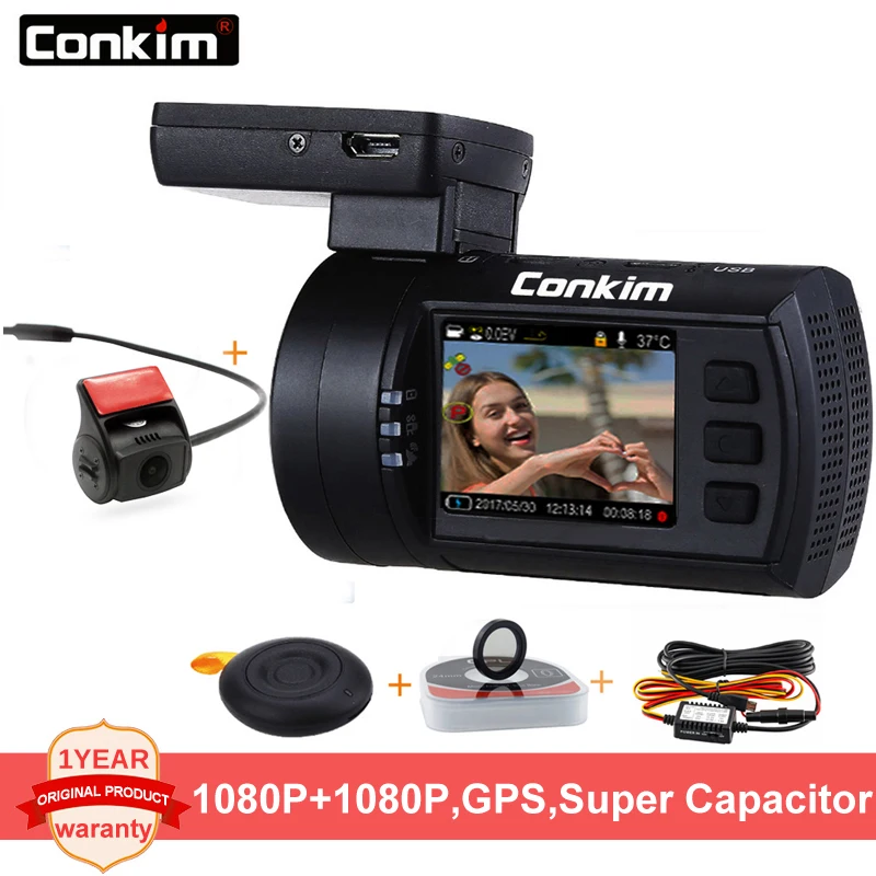 Conkim DVR с 2 камерами Novatek 96663 Автомобильный видеорегистратор Mini0906 1080P Full HD камера заднего вида gps видеорегистратор Двойной объектив Регистратор