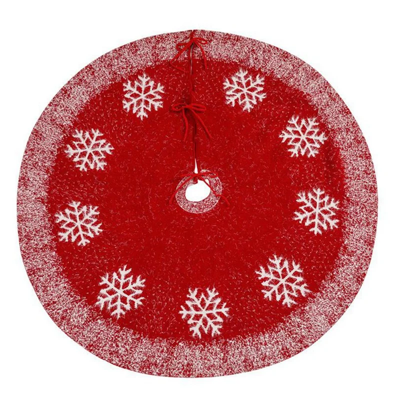 

120CM Christmas Tree Skirts Decor Floor Mat Home Decor Ornaments Xmas Tree Skirts Mat with Snowy Pattern for Xmas Party