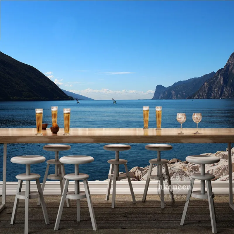 Прямая доставка 3D фото обои современный минималистичный синий пейзаж красивый