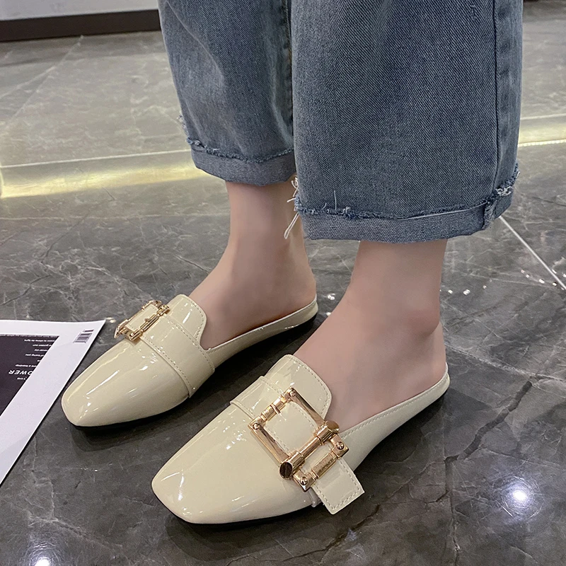 

Женские шлепанцы, Новинка лета 2021, однотонная модная универсальная удобная обувь на плоской резиновой подошве, повседневная женская обувь