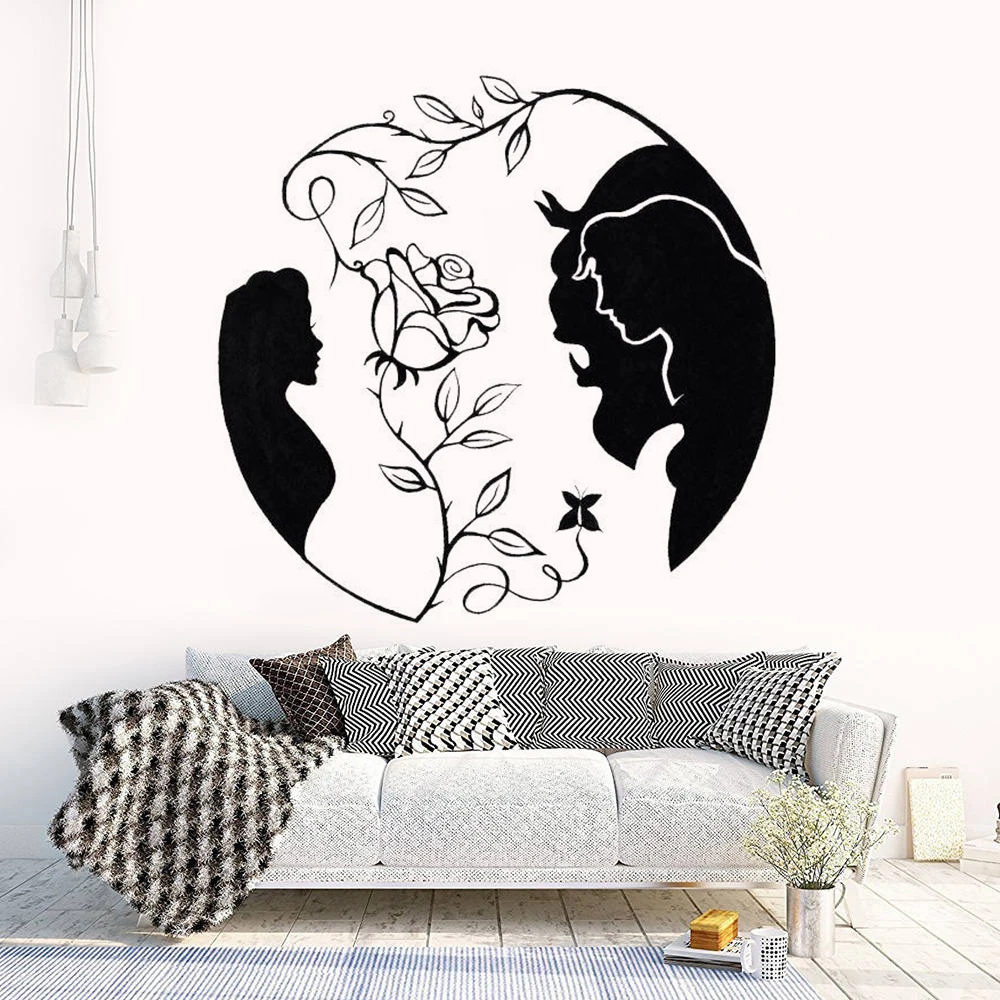 Красота и чудовище виниловая наклейка на стену романтический украшение для дома