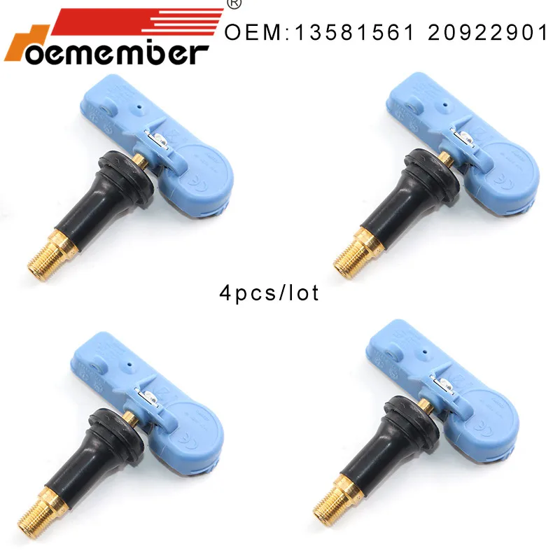 

OEMEMBER 4pcs Car Tire Pressure Sensor 13581561 TPMS Monitoring System For GMC Buick Cadillac Chevrolet20922901 22853740 433Mhz