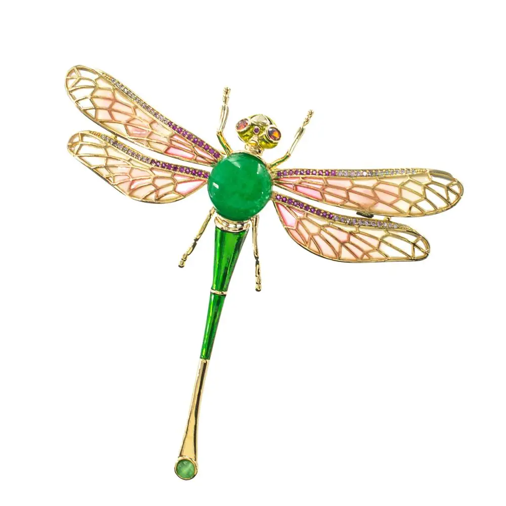 Женская булавка в форме стрекозы с фианитом XR05563 | Украшения и аксессуары