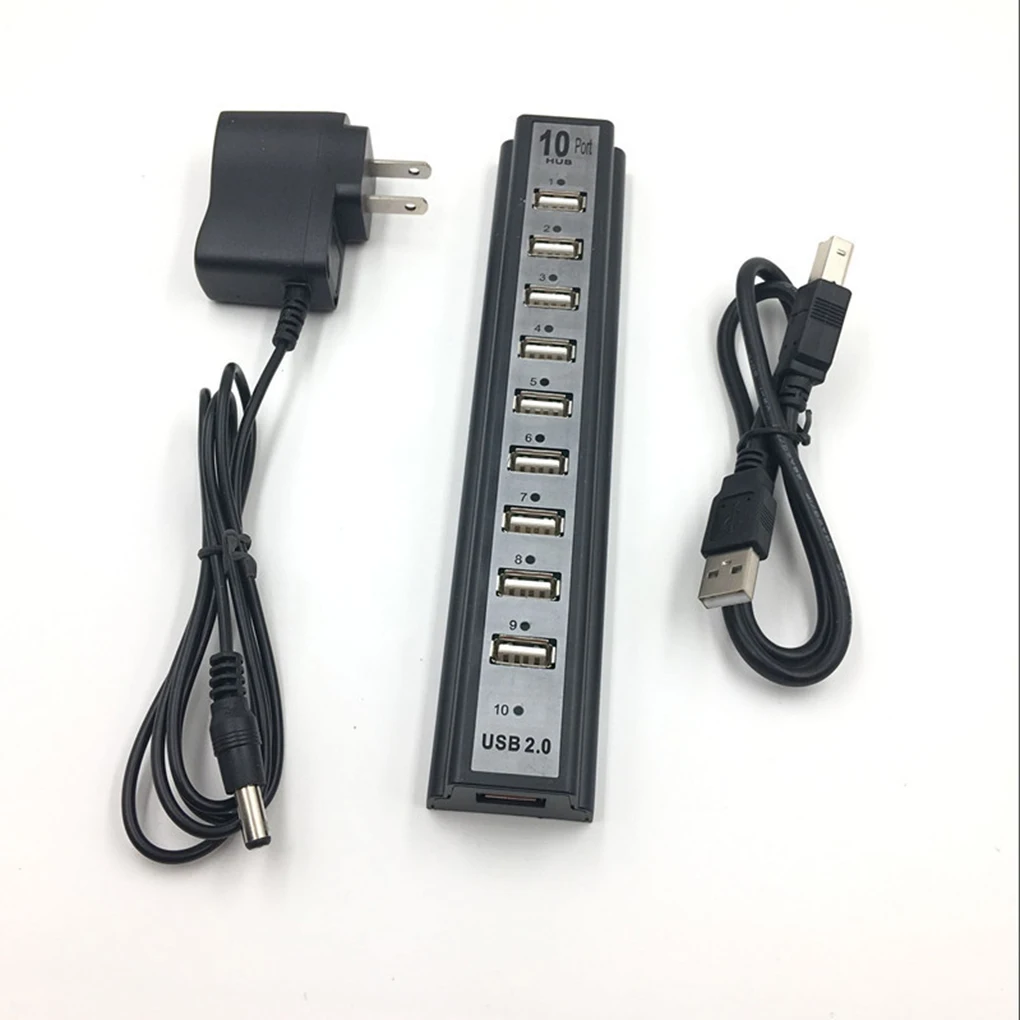 

3/2/1pcs USB HUB 10 Port Keyboard U-disk Mouse USB 2.0 Plastic Splitter Hub Cellphone Charging Cable Adaptor Charger