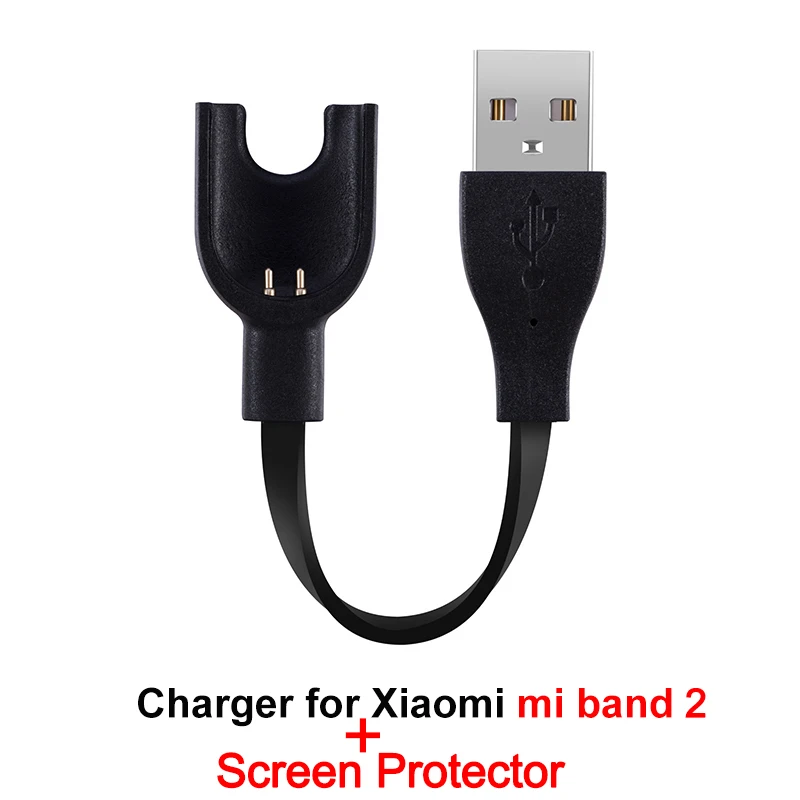 Зарядное устройство для Xiaomi Mi Band 2 3 4 зарядный кабель для передачи данных Док-станция зарядный кабель для Xiaomi Mi Band 4 USB зарядное устройство защита экрана - Цвет: For Mi Band 2
