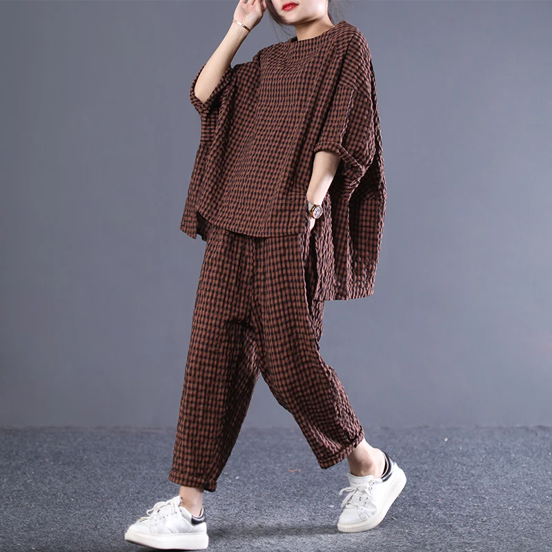 Женский винтажный Костюм двойка [EWQ] белый клетчатый костюм популярного цвета с