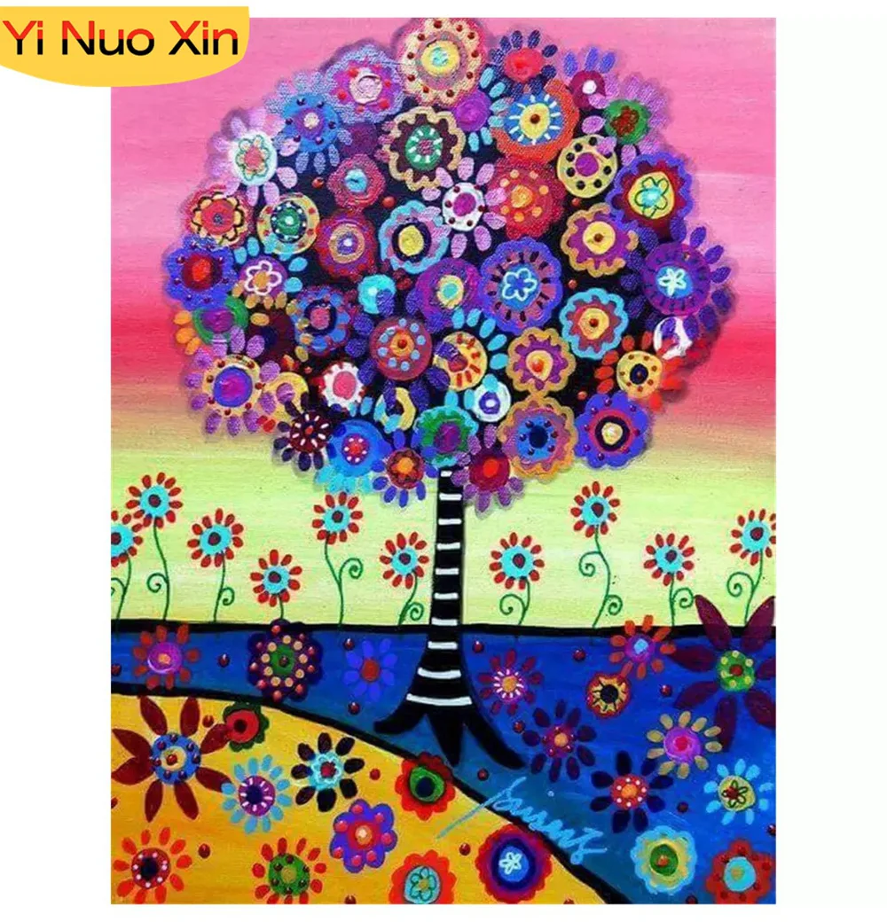 

YNX Cross Stitch Full Square Mosaic Home Decor Gifts Handicrafts Abstract Tree Flower Diamond Art Diamond Painting Embroidery 5D